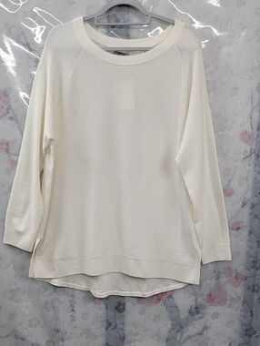 Kinross Cashmere Cream Lightweight Pullover Sweater Size Large